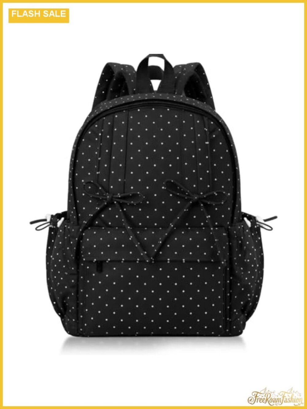 Polka Dot Backpack for Women Nylon Fashion Daypack with Bow